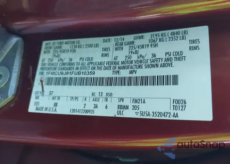 2015 Ford Escape Titanium from USA, damaged, VIN 1FMCU9J91FUB10359